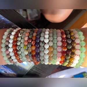 Crystal Bead Bracelet Collection – Natural Gemstone Stretch Bracelets ( 20 count